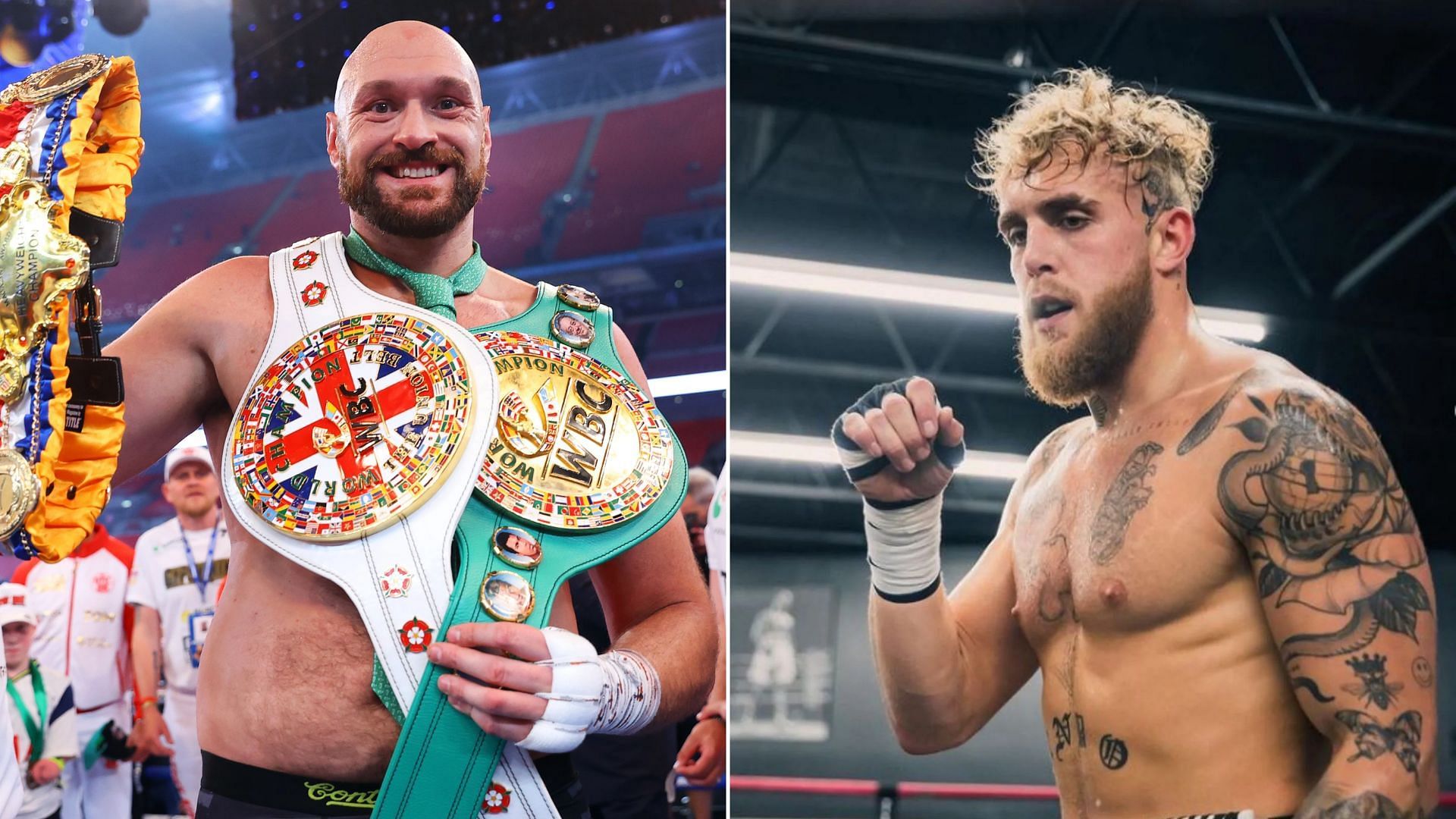 Tyson Fury (L) and Jake Paul (R)