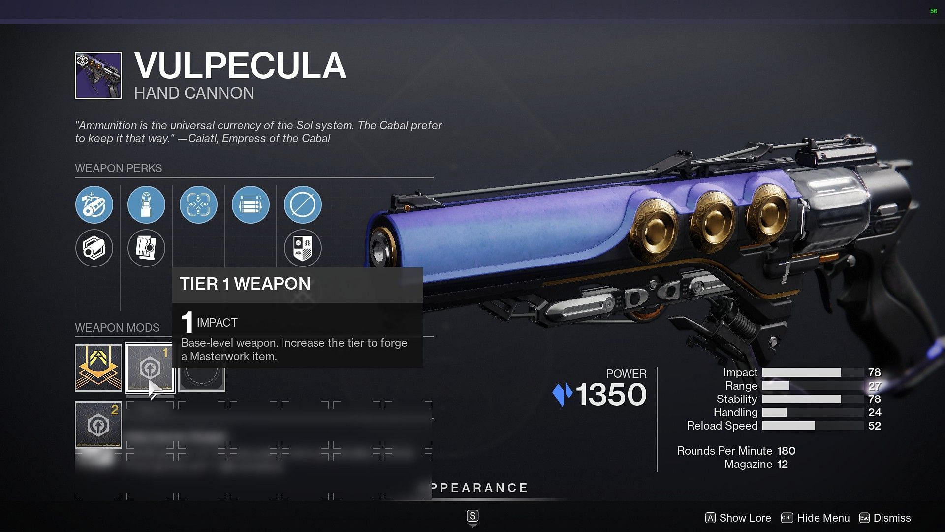 Vulpecula Hand Cannon on Xur this week (Image via Destiny 2)