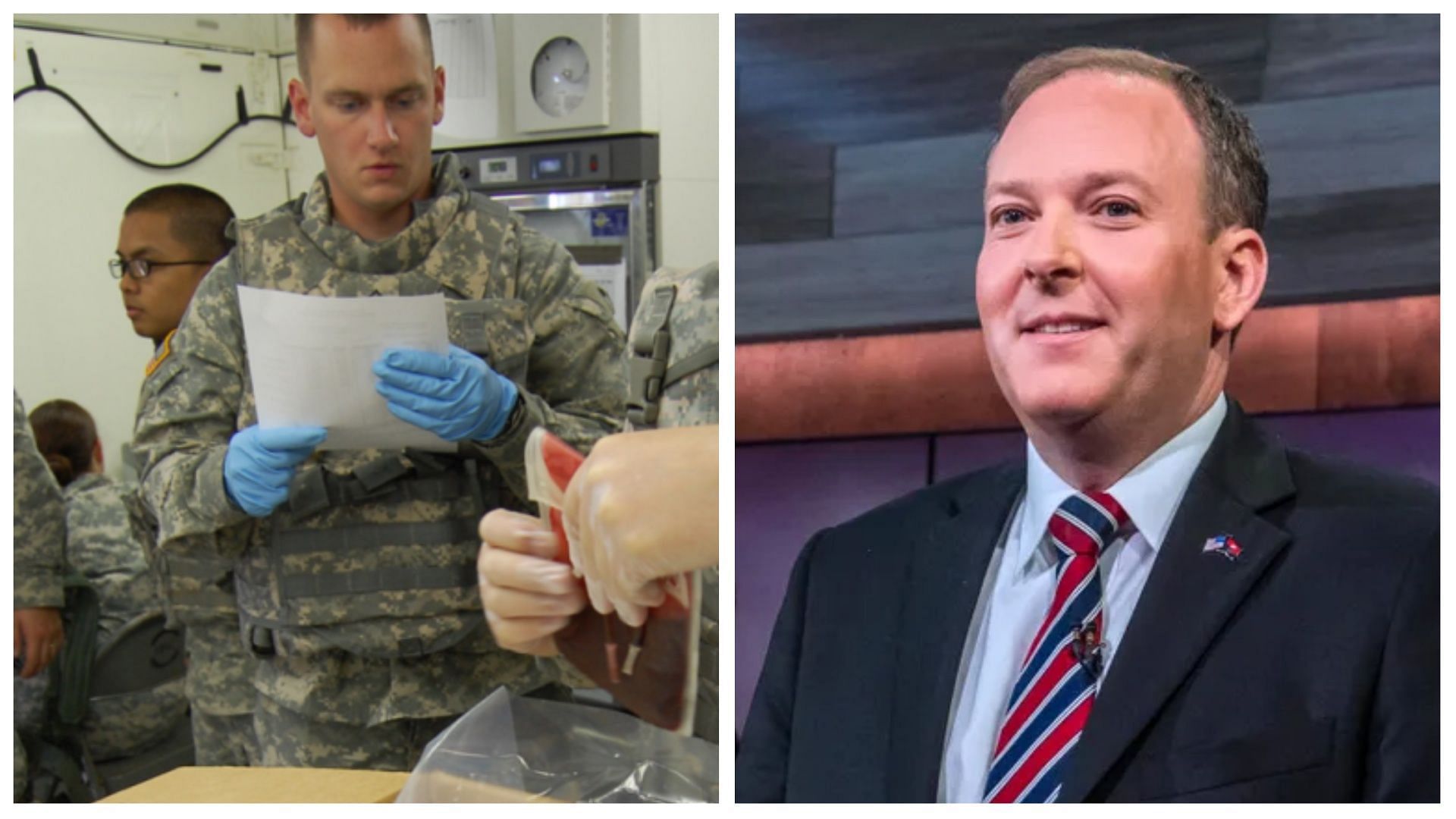 An army veteran has been accused of attacking Republican Lee Zeldin) (images via US army and Brittainy Newman/AP)