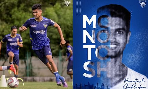 Monotosh Chakladar is excited to don Chennaiyin FC's blue shirt. Image Courtesy: Twitter/@ChennaiyinFC