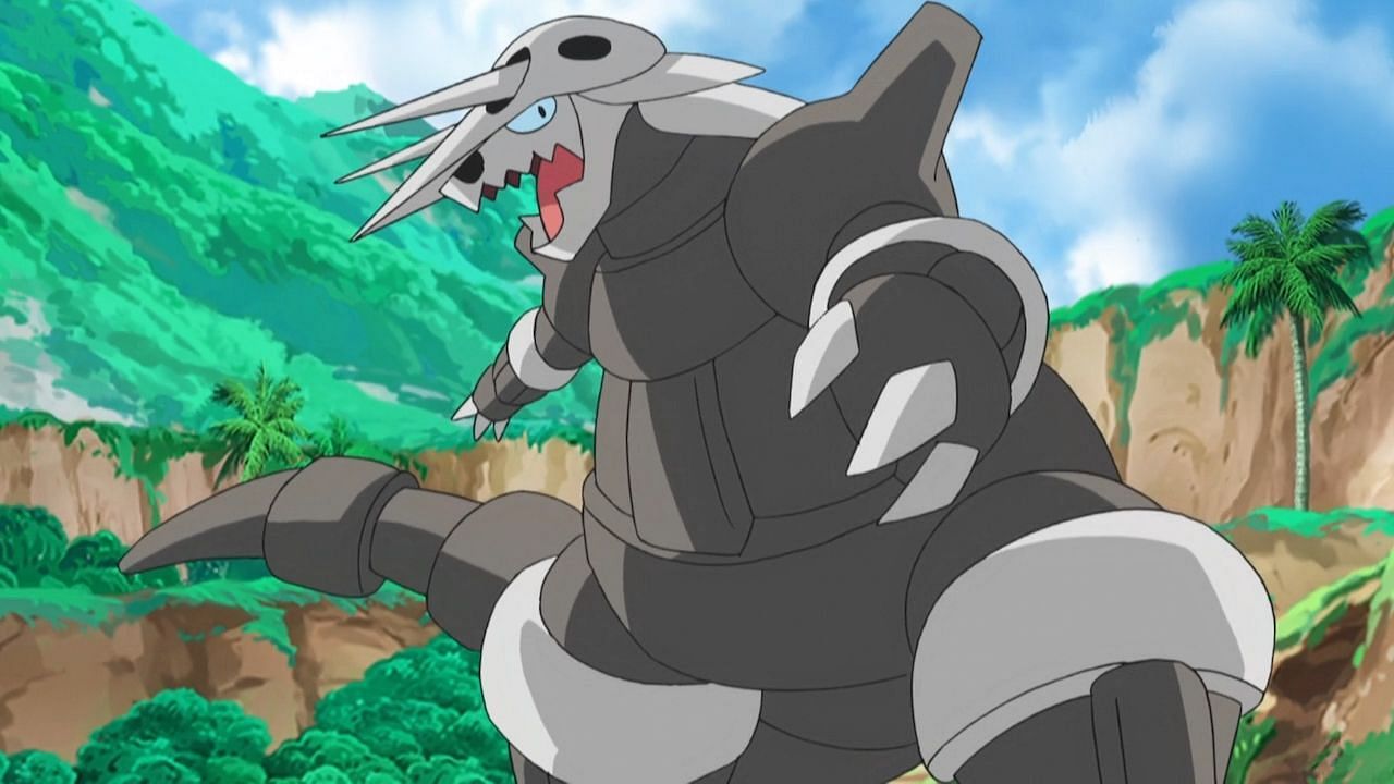 Aggron as it appears in the anime (Image via The Pokemon Company)