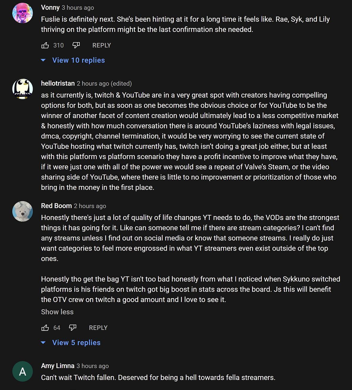 Fans discussing the streamer&#039;s take 2/2 (Image via Shrimpkkuno/YouTube)