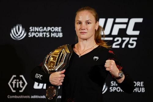 Valentina Shevchenko at the UFC 275 Media Day