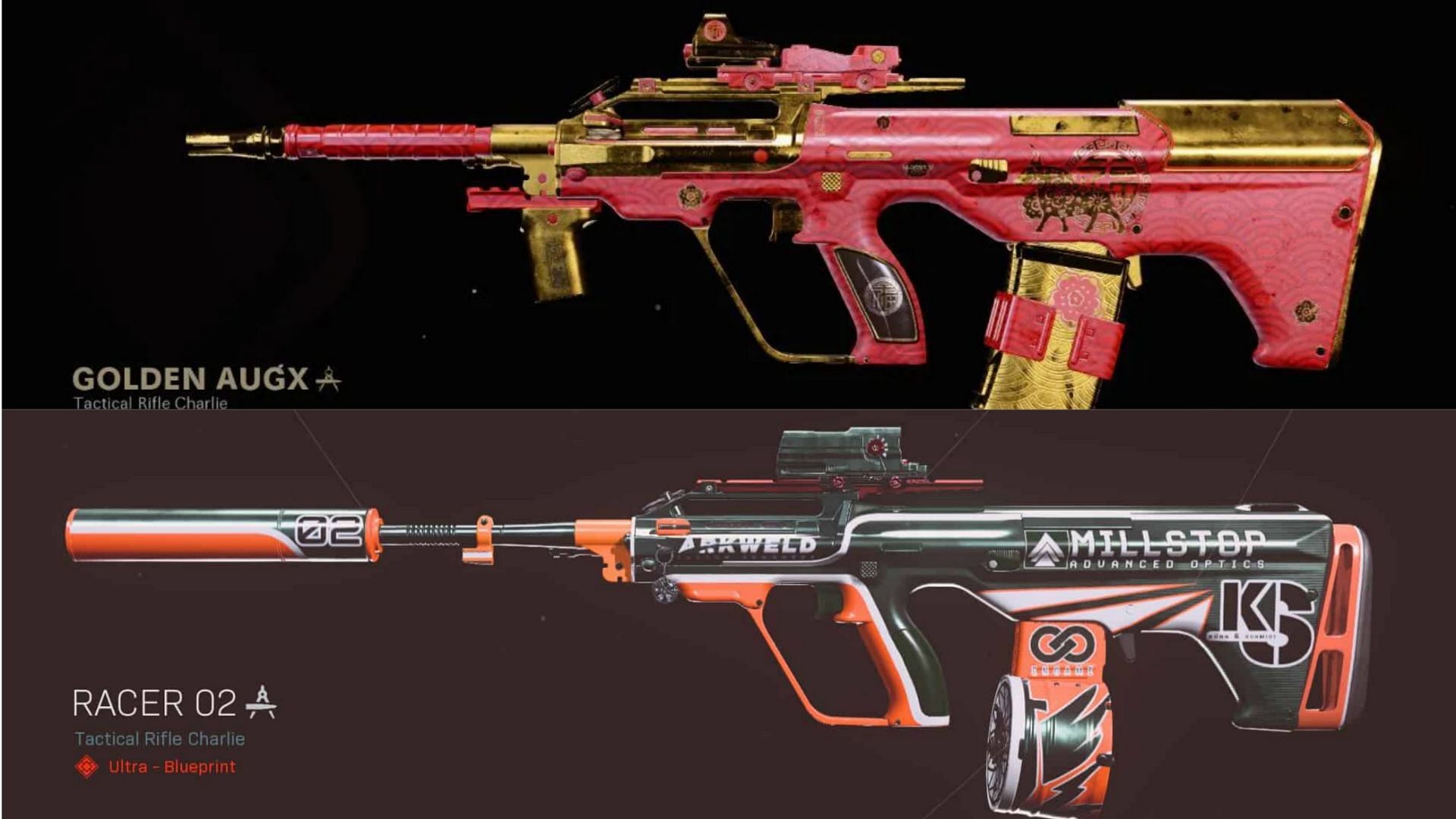 The AUG with its in-game blueprints (Image via Activision)