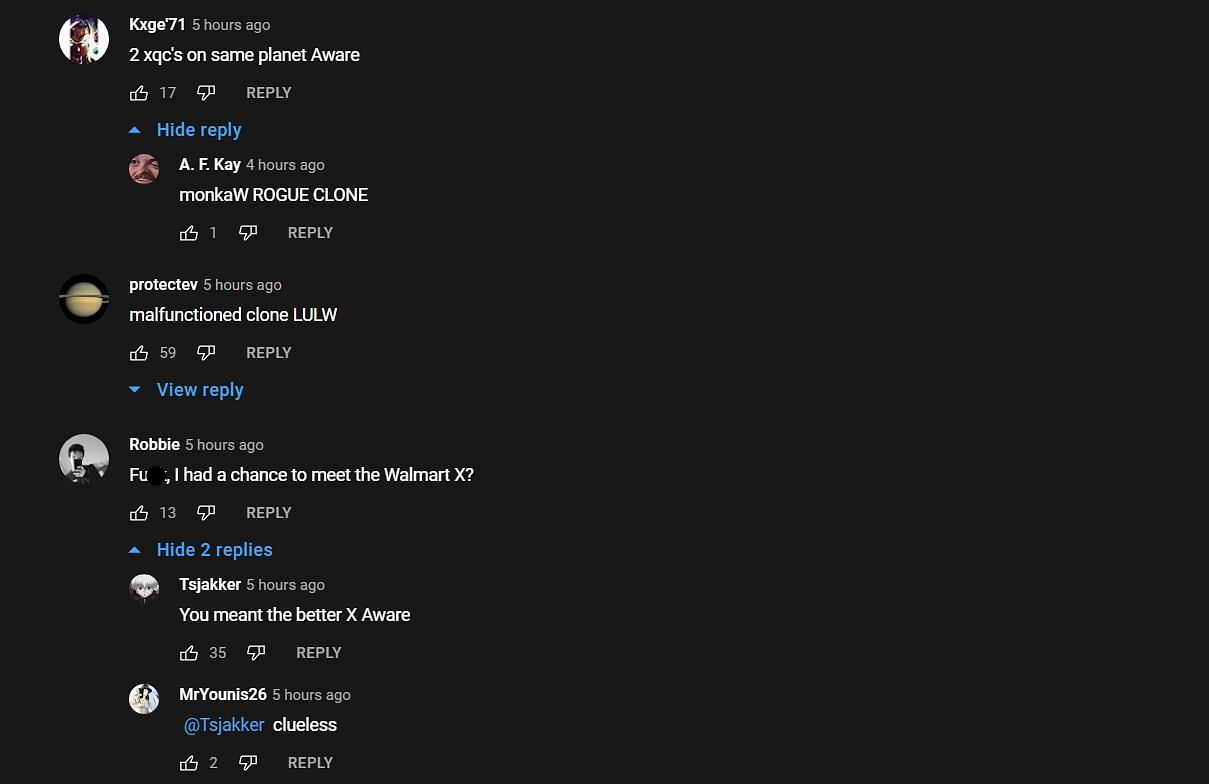 YouTuber comments joking about Rubius being a better version of Felix (Image via xQc Clips/YouTube)