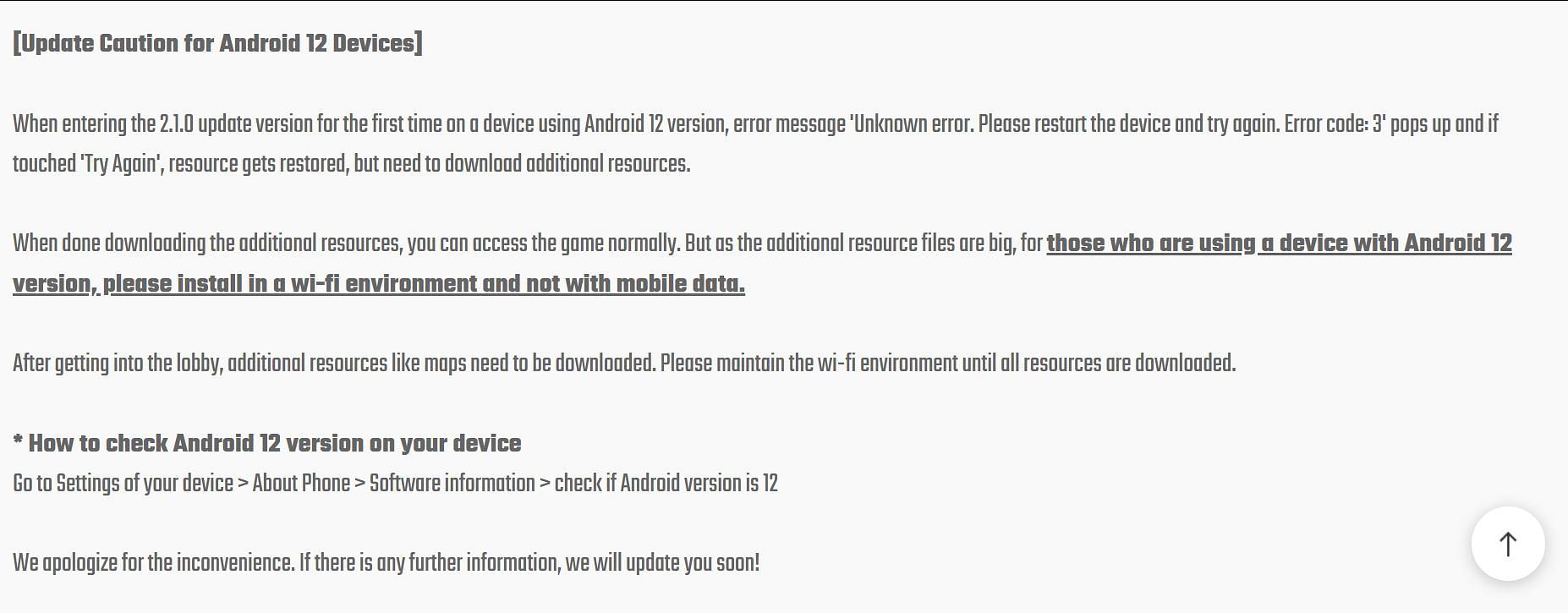 Gamers may face errors while accessing the game on Android 12 after the patch (Image via Krafton)