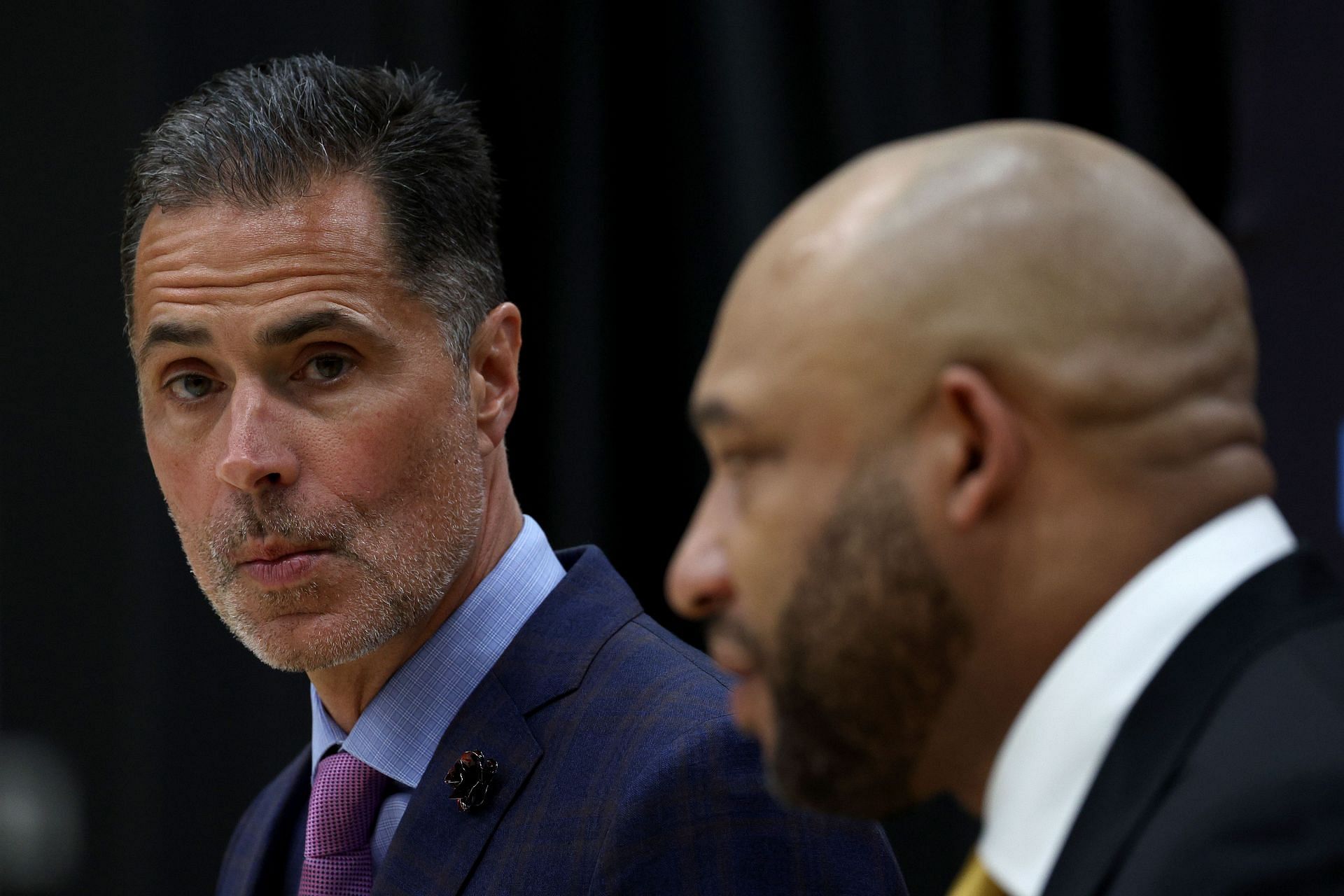 Vice President Operations of the LA Lakers Rob Pelinka with coach Darvin Ham