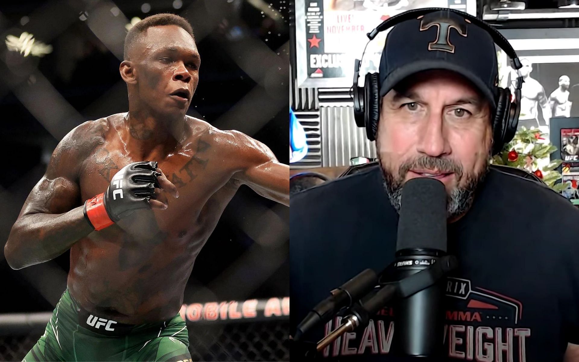Israel Adesanya (left) and John McCarthy (right) [Photo credit: Weighing In Extra on YouTube]
