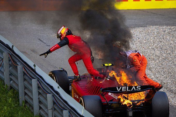 Carlos Sainz Braking 'too Early' After His Engine Caught Fire At 2022 ...