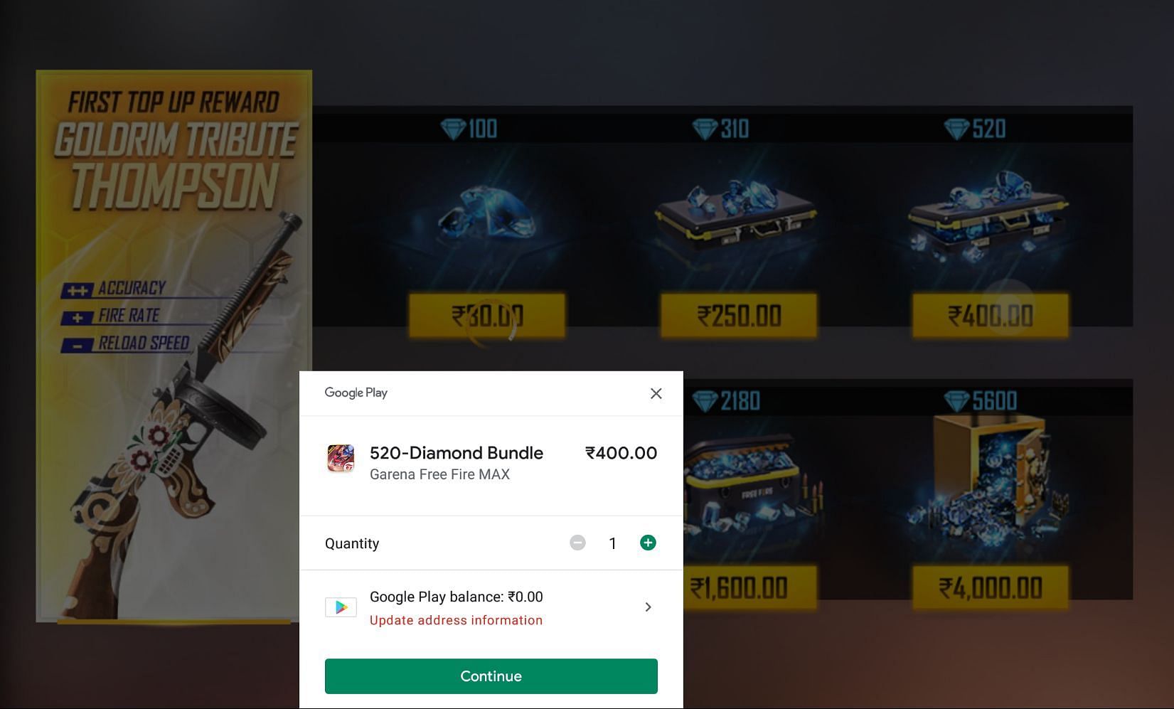 Purchase the preferred diamond pack (Image via Garena)