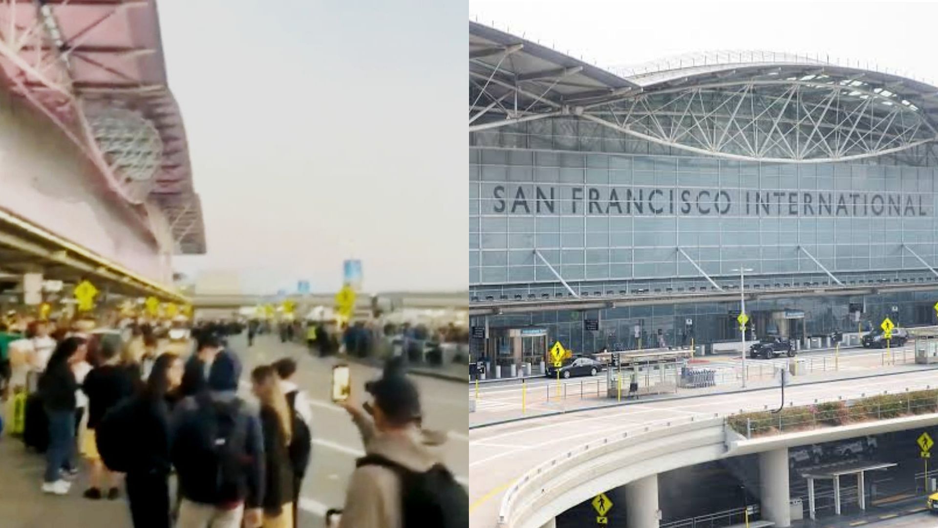 Travelers were evacuated from the San Francisco International Airport after authorities received a bomb alert (Images via Twitter)