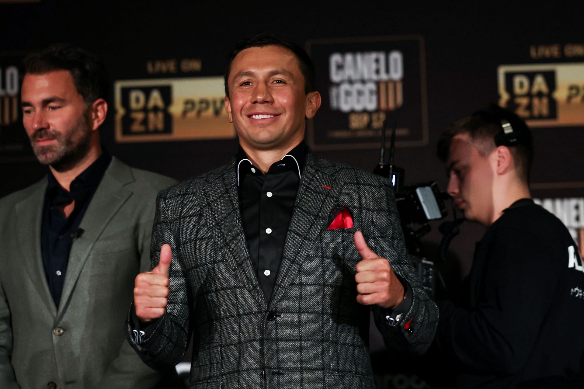 Gennadiy Golovkin during the press conference for his bout with Alvarez