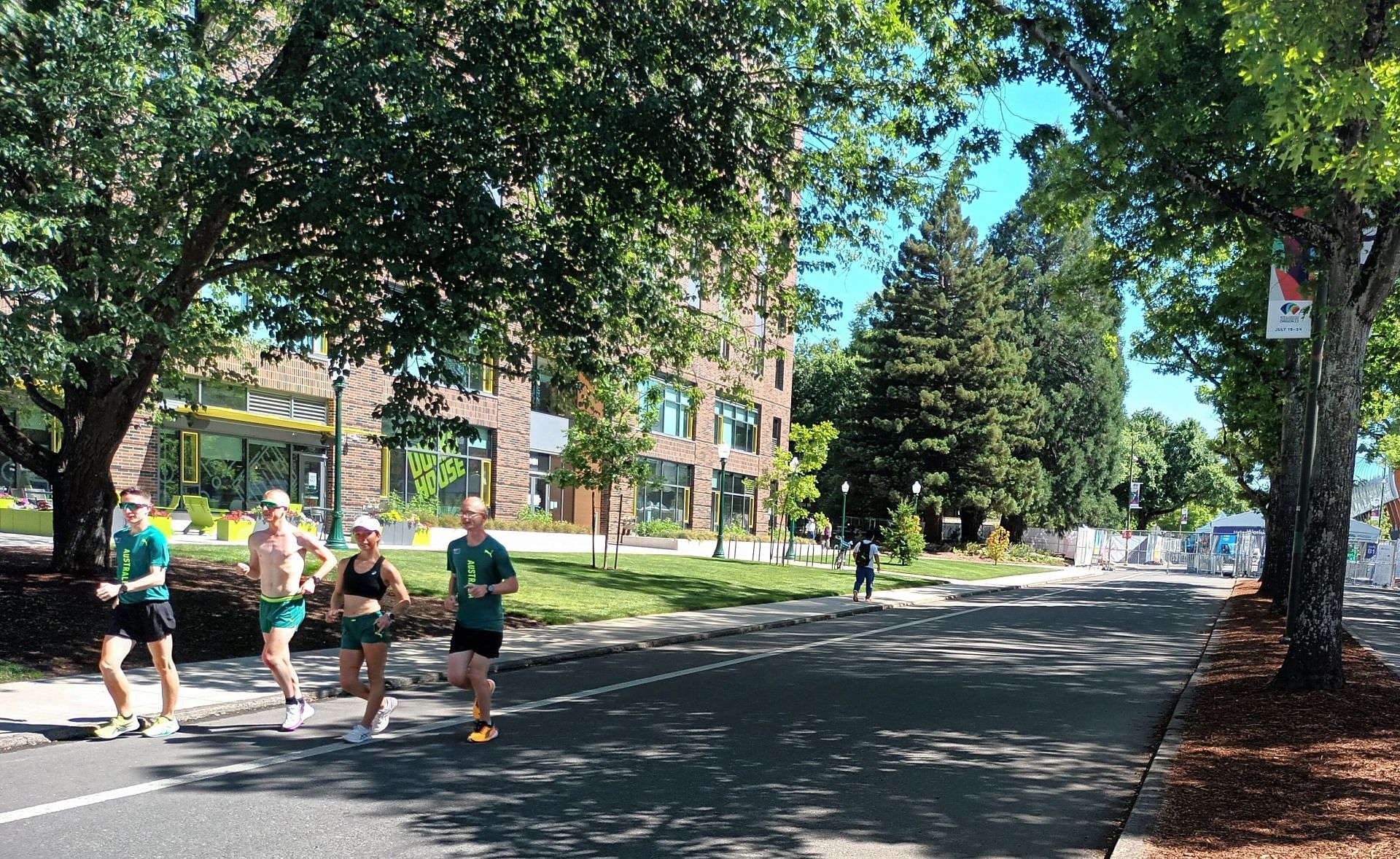 Australian race walkers during a training session in Eugene. (Pic. credit: Navneet Singh)