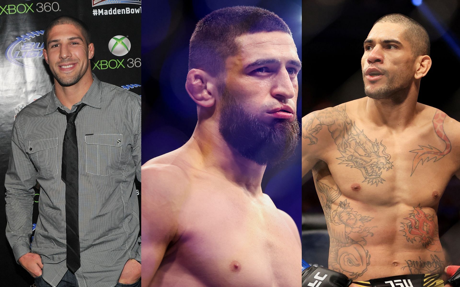 Brendan Schaub (left), Khamzat Chimaev (centre), Alex Pereira (right)