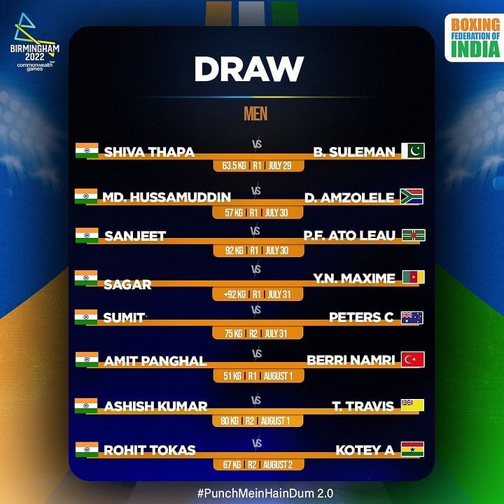 CWG 2022: Indian boxing contingent's opening draws