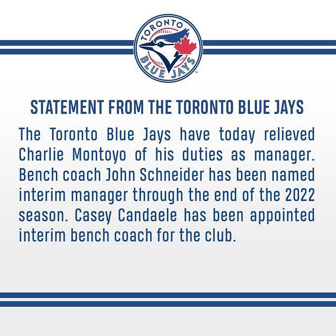 Blue Jays fire Charlie Montoyo