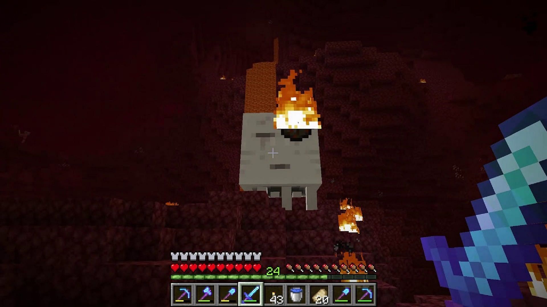A ghast fires its fireball projectile (Image via Waifu Simulator 27/Youtube)