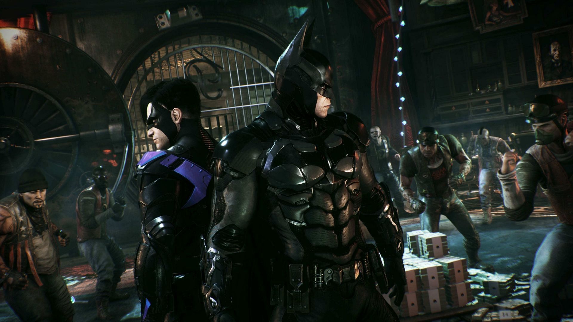 Batman &amp; Nightwing square off against some thugs (Image via Rocksteady)