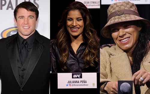 Chael Sonnen (L); Julianna Pena (M); Amanda Nunes (R)