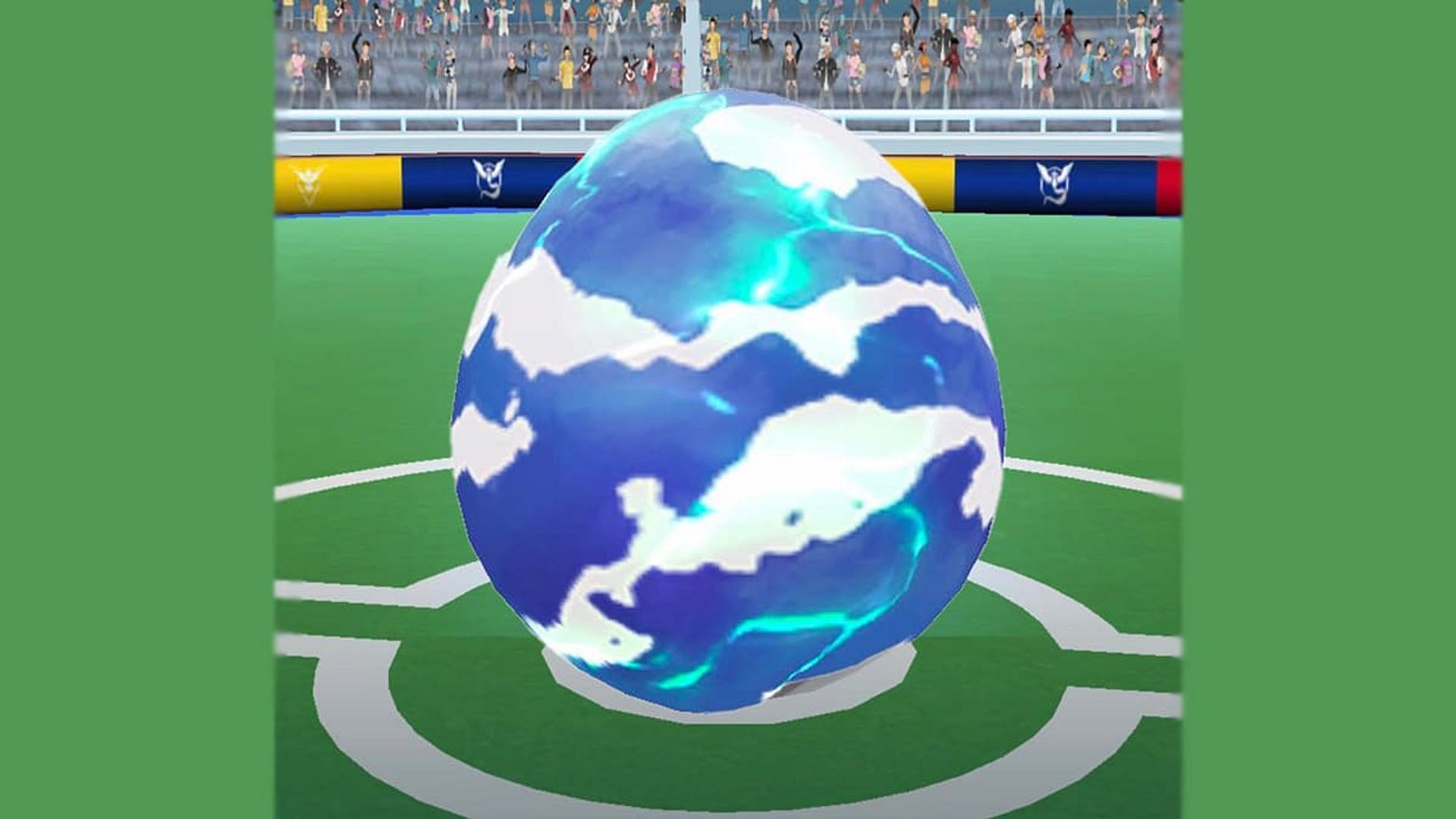 A blue raid egg as it appears in Pokemon GO (Image via The Pokemon Company)