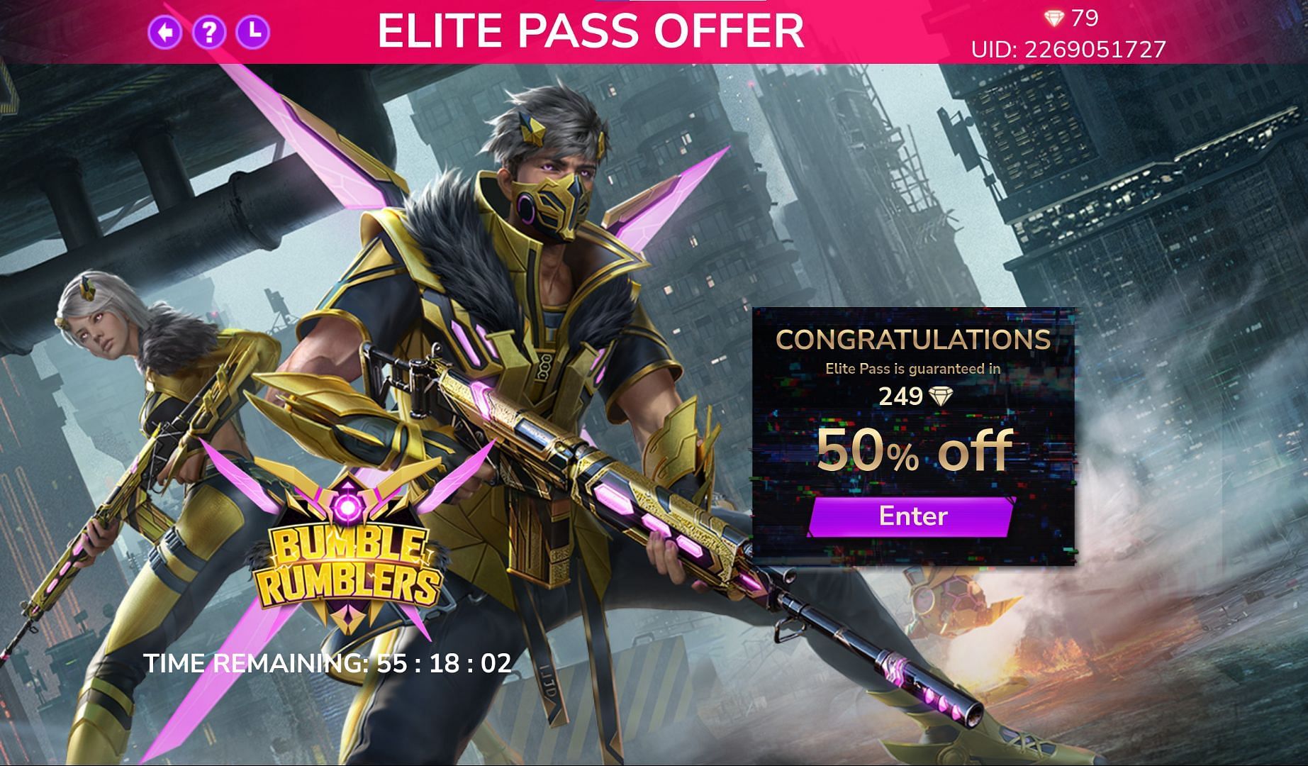 A random discount will be applied to the Season 50 Elite Pass (Image via Garena)