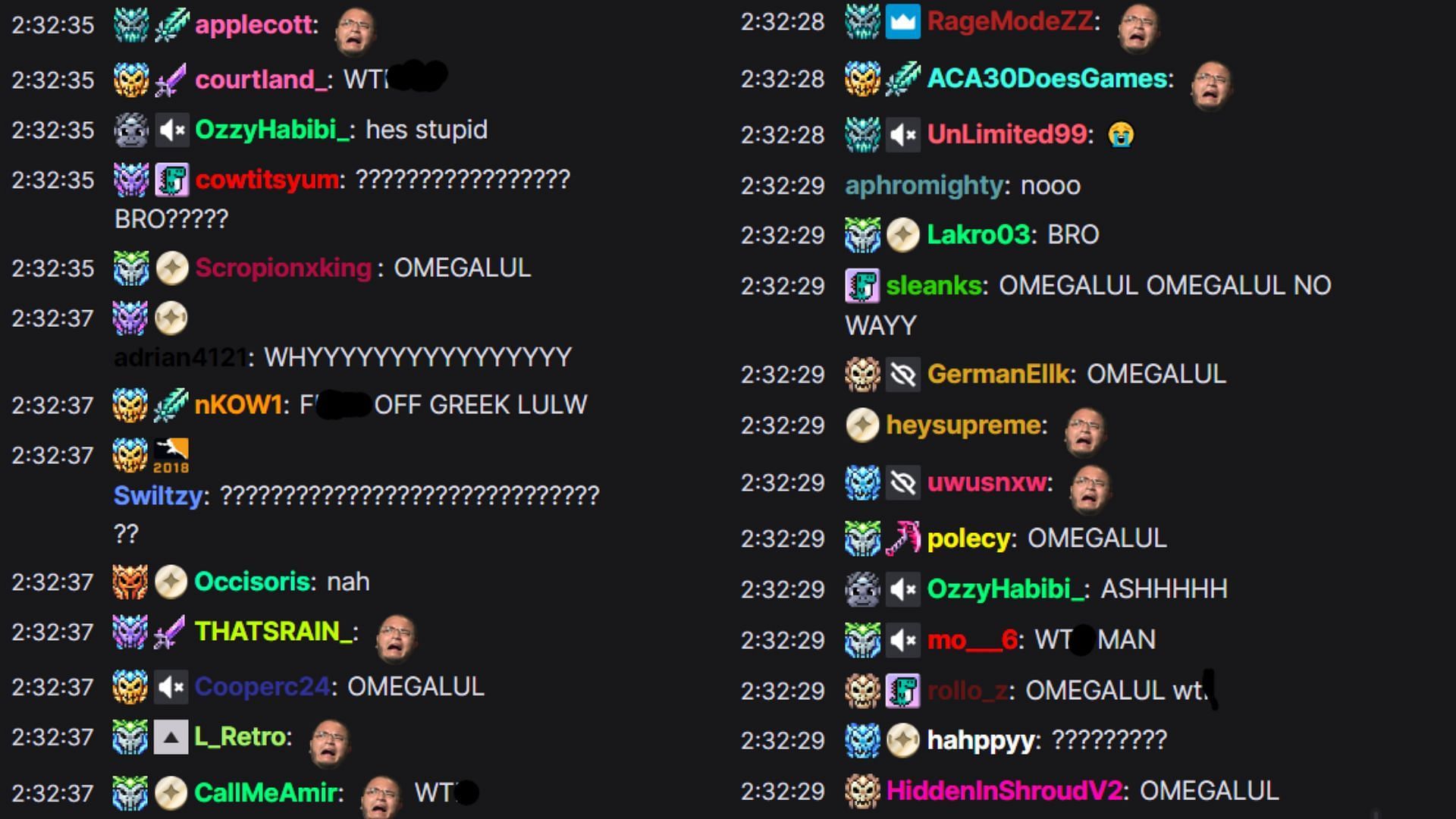 Fans react to Greek putting a cicada in his mouth (Image via xQc/Twitch)