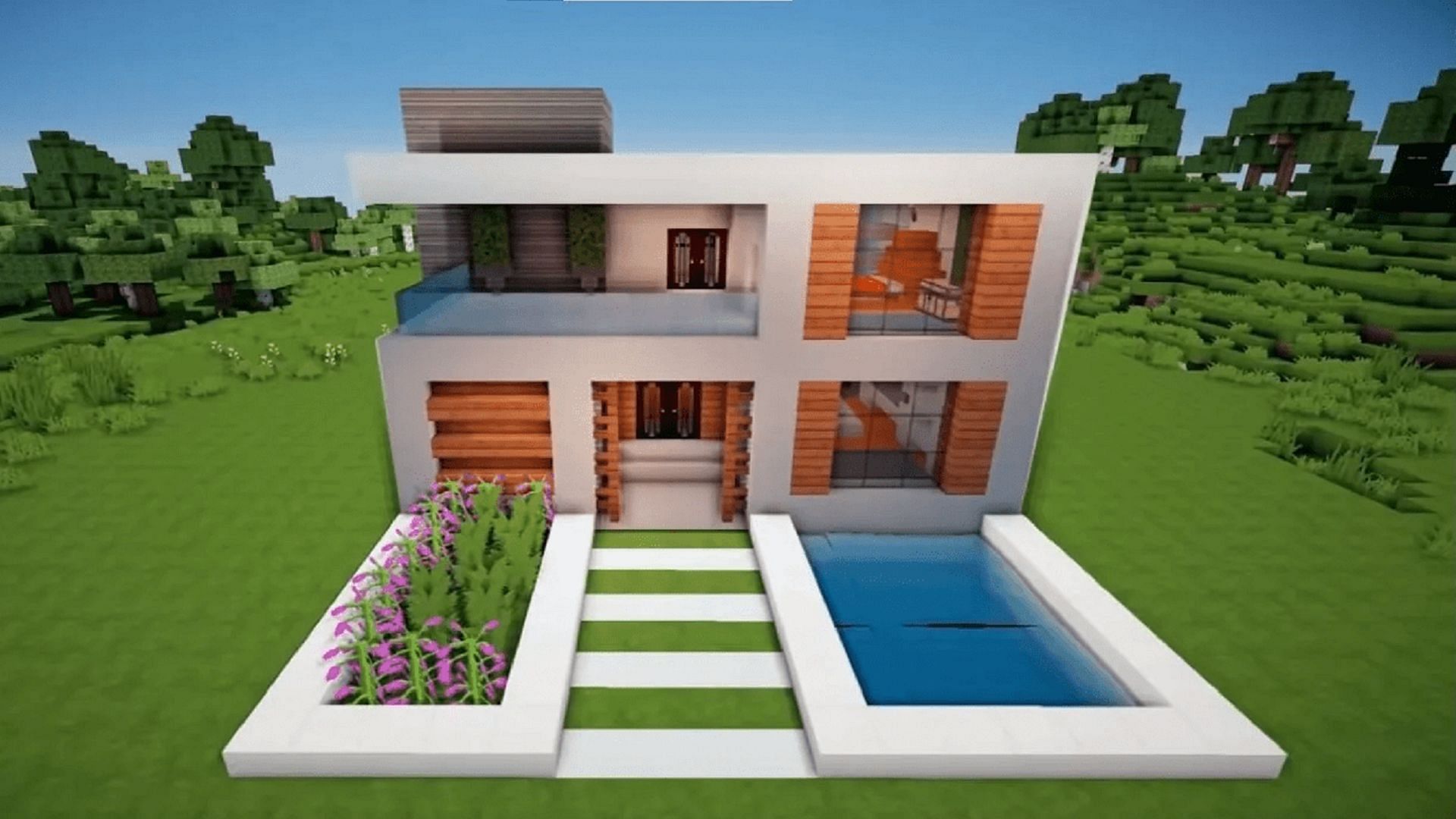 A small modern home in Minecraft (Image via Mojang)