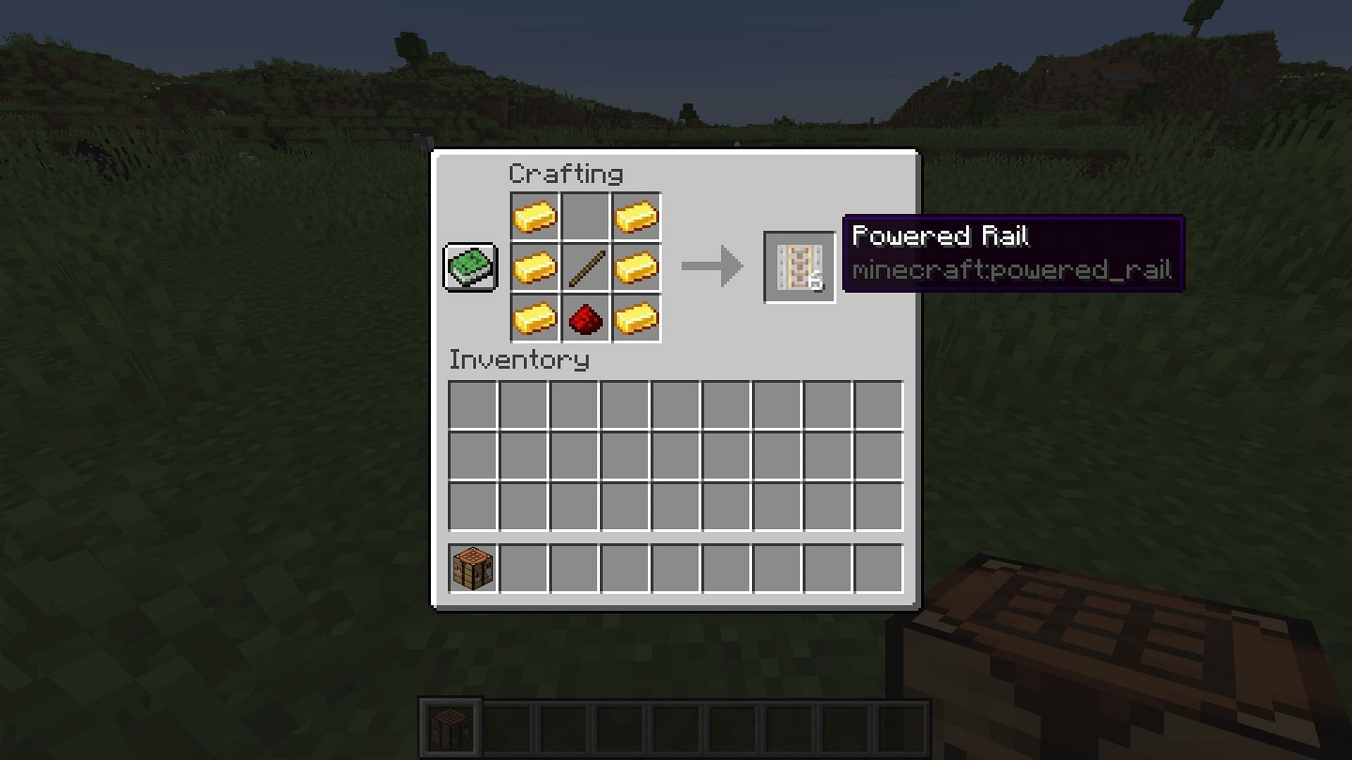 Powered rails crafting recipe (Image via Minecraft 1.19 update)