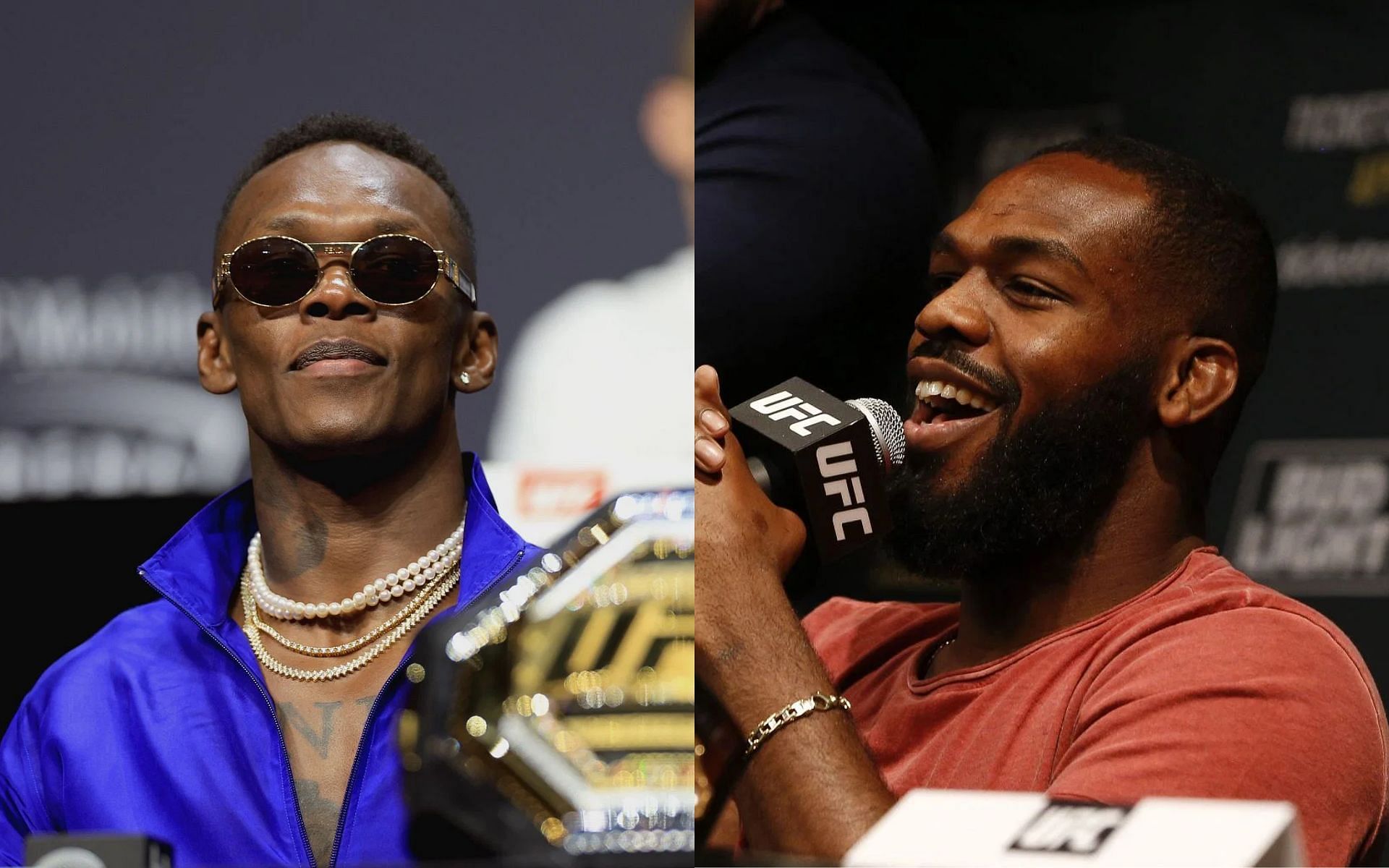 Israel Adesanya (left), Jon Jones (right)