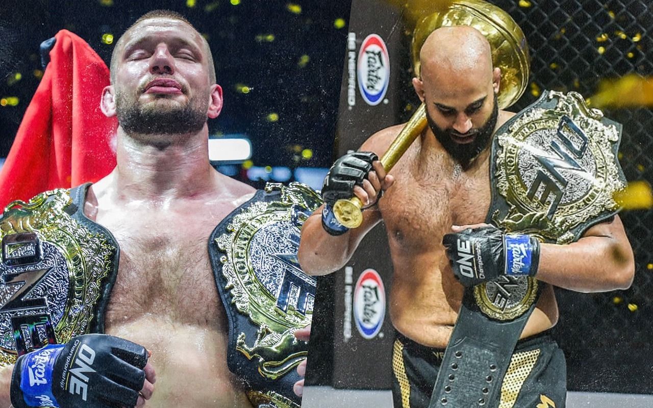 ONE double-champ Reinier de Ridder (left) is looking to conquer the ONE heavyweight division, which is currently ruled by Arjan Bhullar (right). (Image courtesy of ONE Championship)