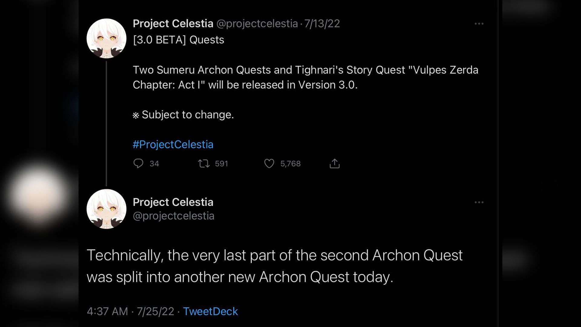 Changes made to Sumeru Archon Quest in Genshin Impact (Image via Twitter)