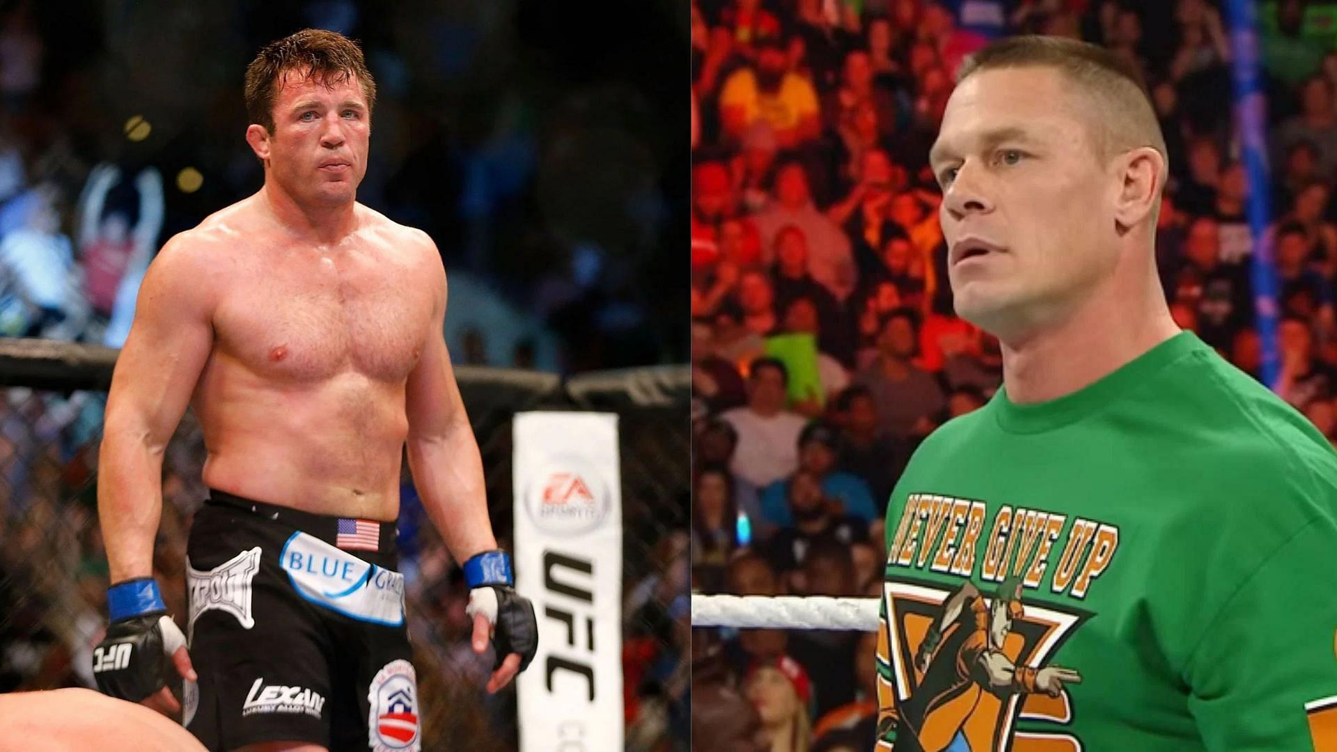Chael Sonnen (L) was close to being a part of WrestleMania 32 with John Cena (R)