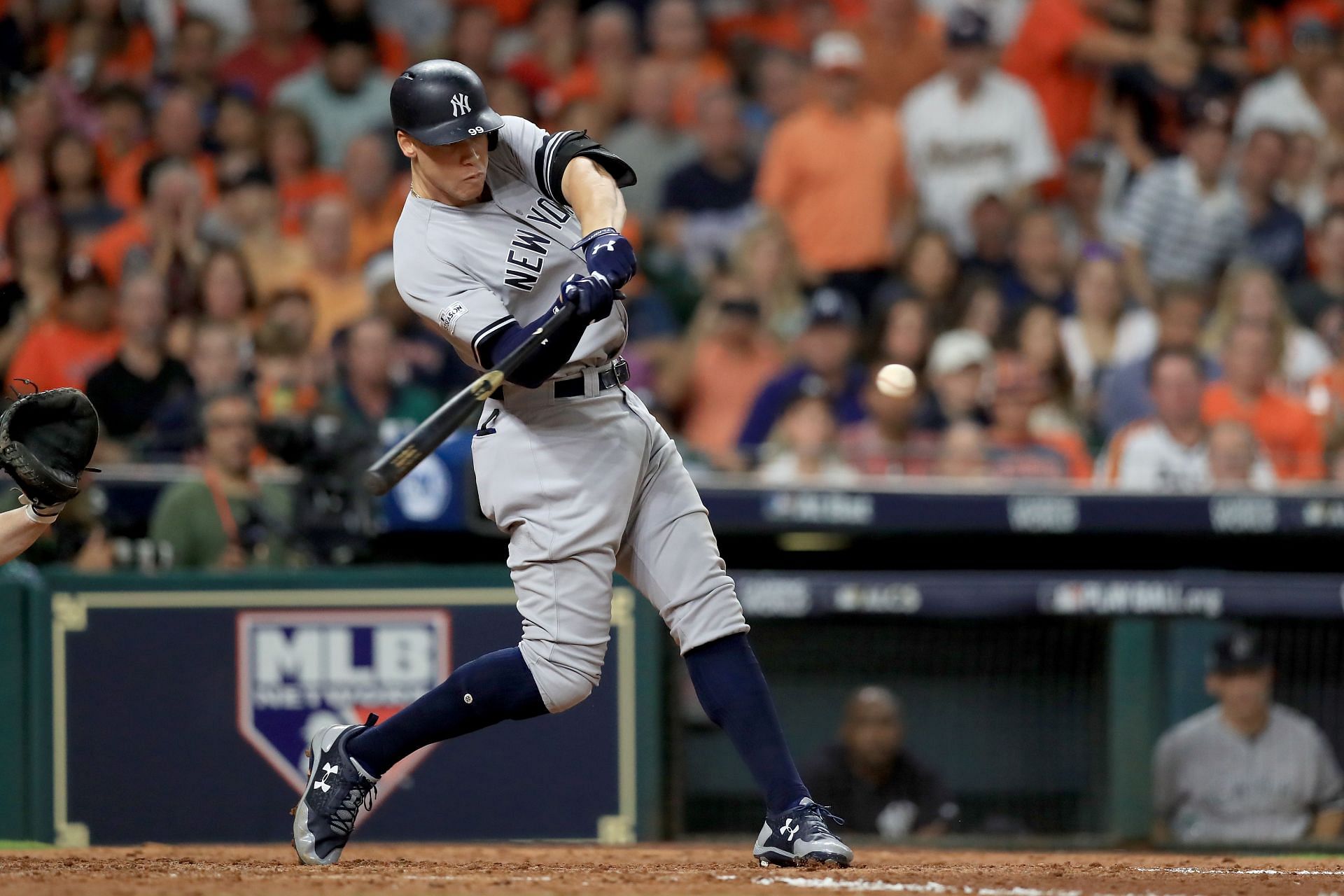 Judge at bat, League Championship Series - New York Yankees v Houston Astros - Game Six