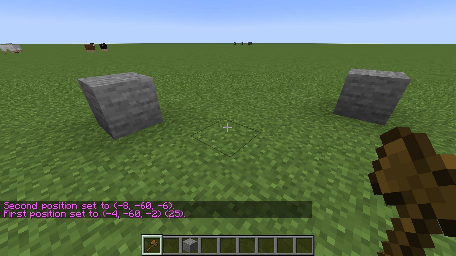 A wooden axe can be used to select the area to be edited (Image via Minecraft 1.19)