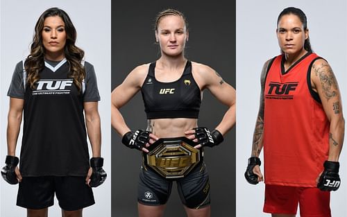 Julianna Pena (left), Valentina Shevchenko (middle), and Amanda Nunes (right)(Images via Getty)