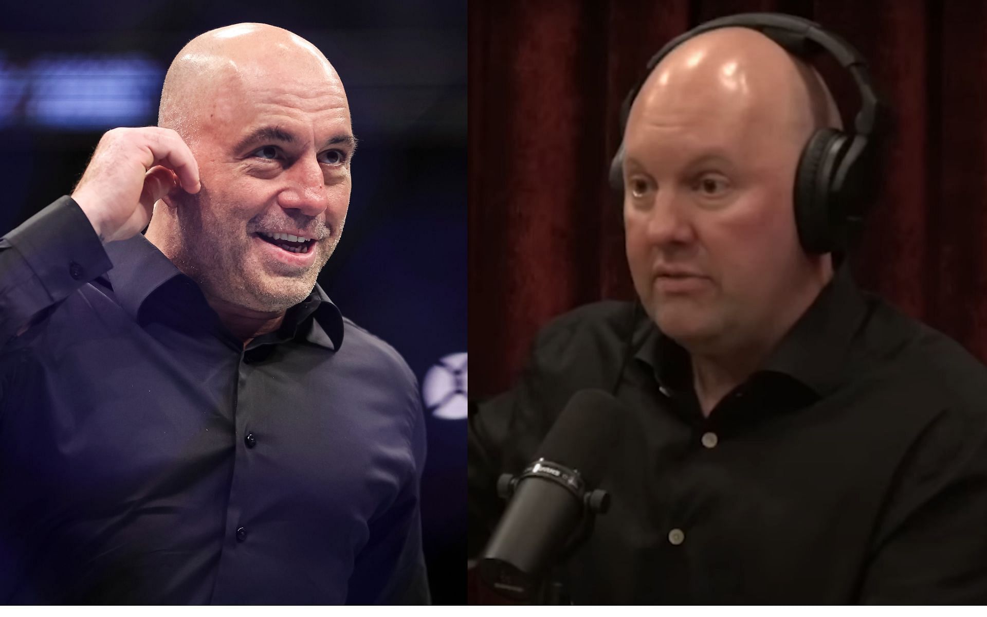 Joe Rogan (left) Marc Andreessen (right) [Image via PowerfulJRE on YouTube]