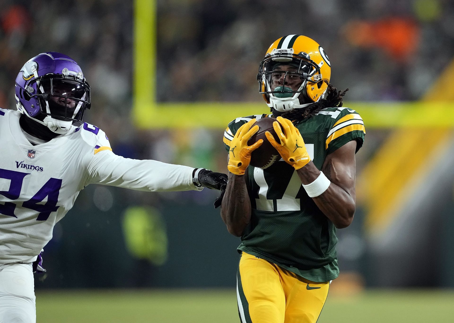Aaron Rodgers had an amazing connection with ex-Green Bay Packers receiver Davante Adams (right)
