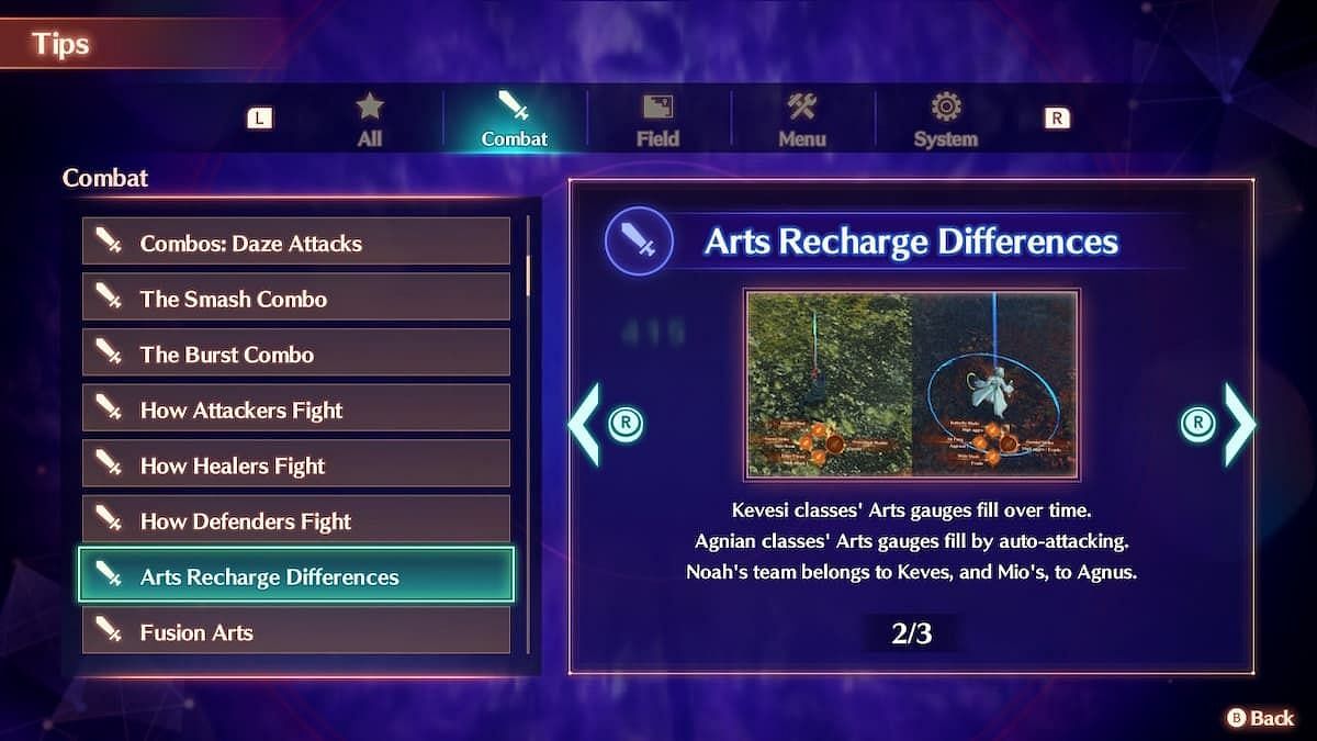 Xenoblade Chronicles 3 explains the difference in Art recharges (Image via Nintendo)