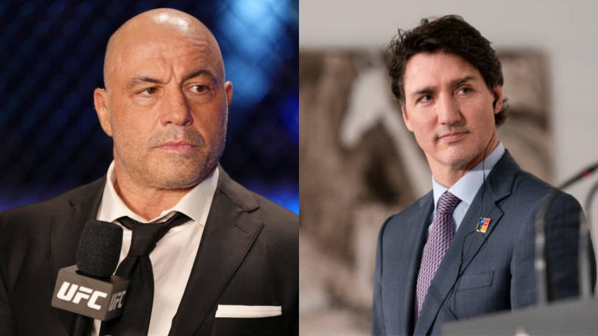 Rogan (L) has hit out at Canadian PM Justin Trudeau (R) in the past