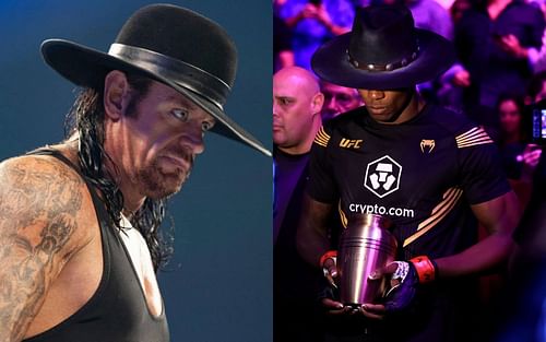 The Undertaker (left - images from Instagram @undertaker) and Israel Adesanya (right)