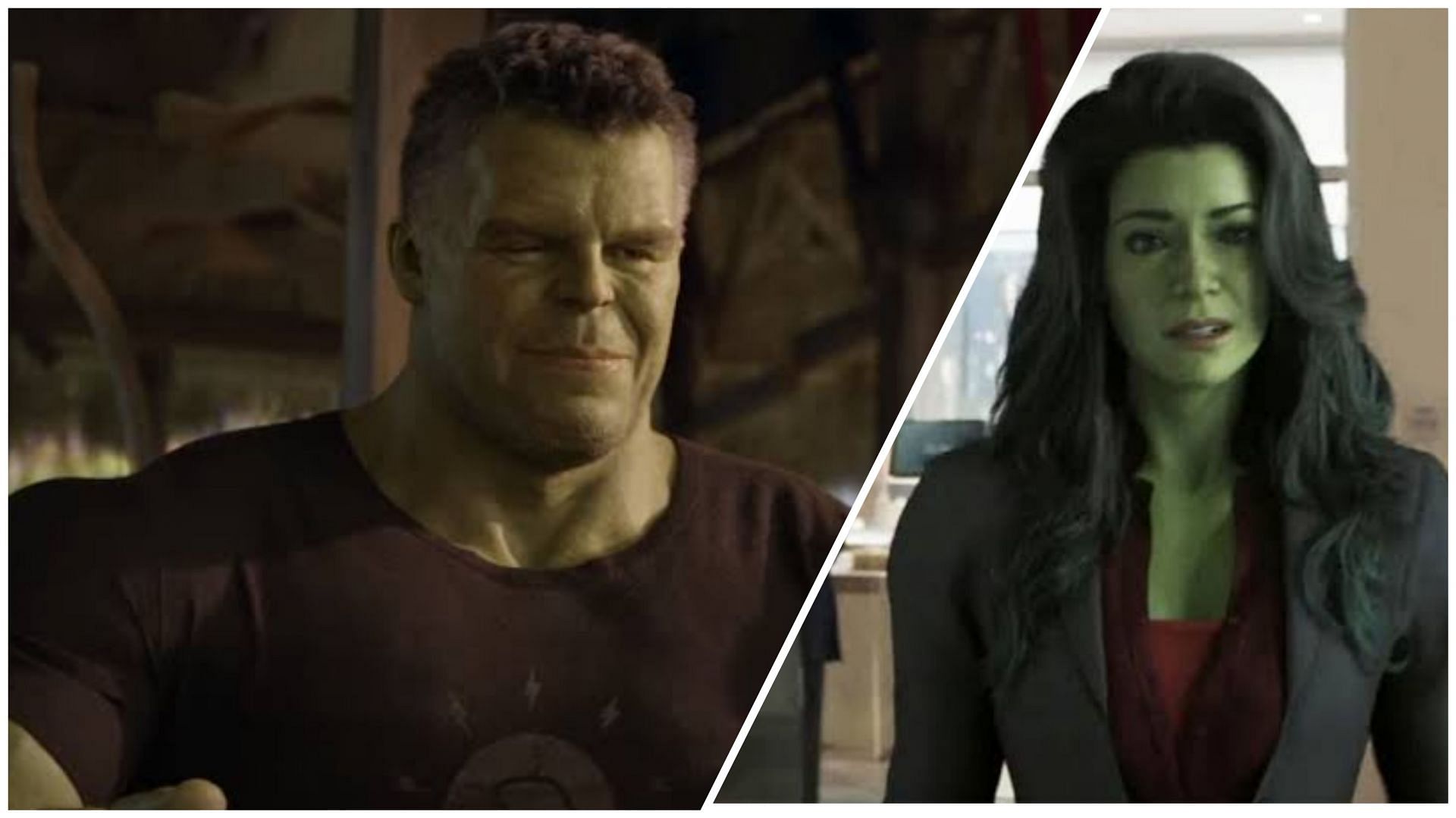 Stills of Bruce Banner and Jennifer Walters in She-Hulk (Images via Disney)