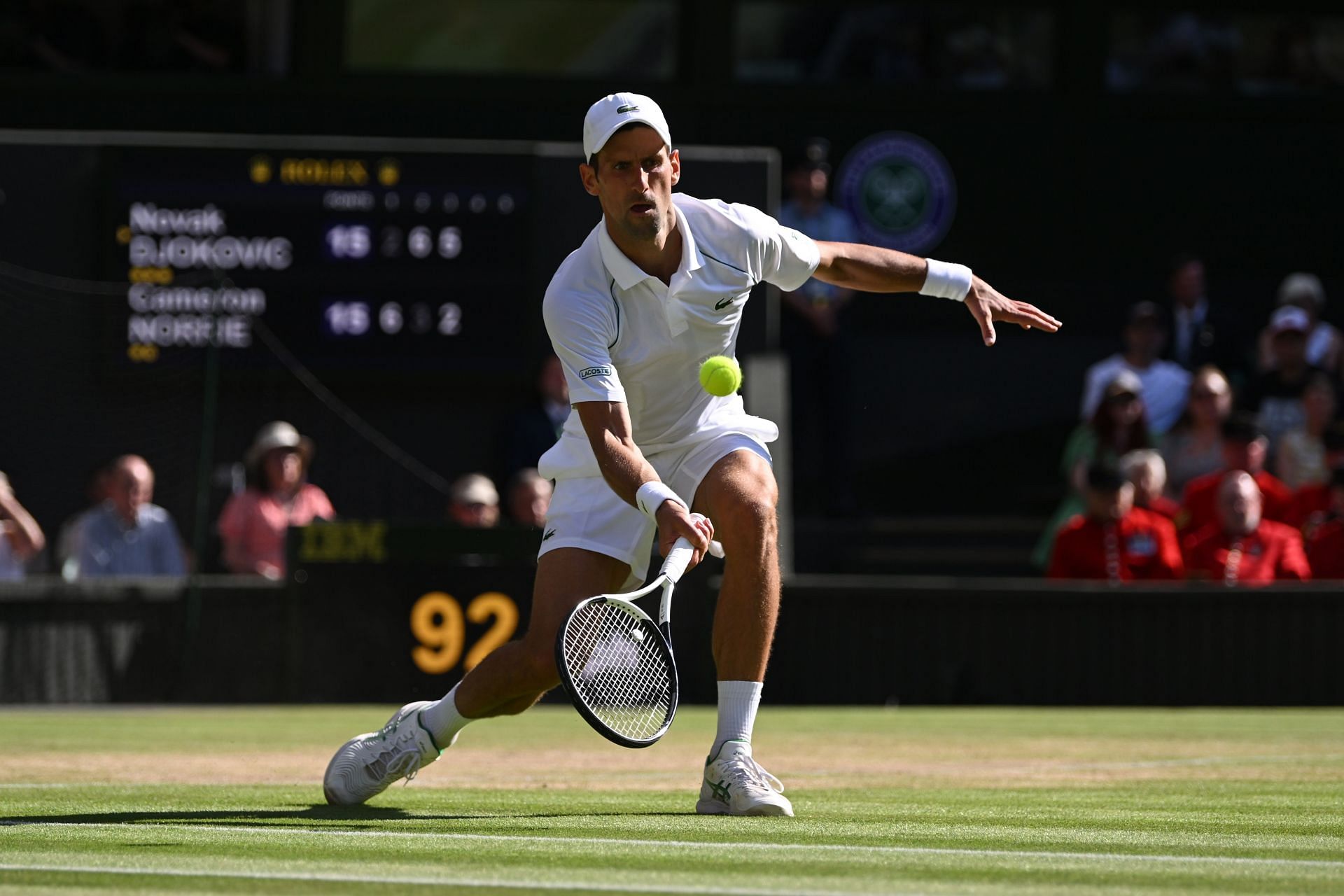 Novak Djokovic in action at the 2022 Wimbledon Championships.