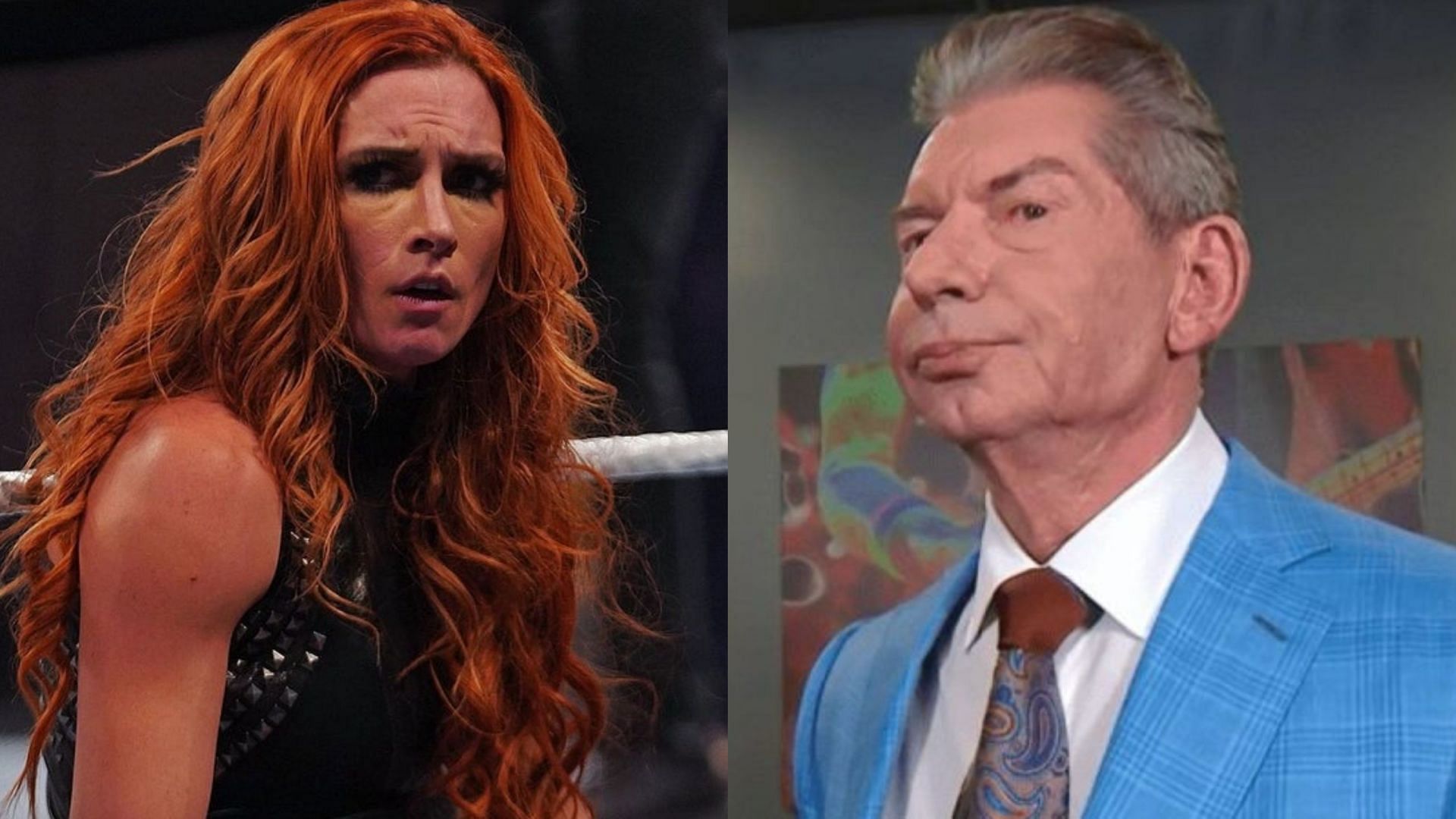 Becky Lynch (left); Vince McMahon (right)