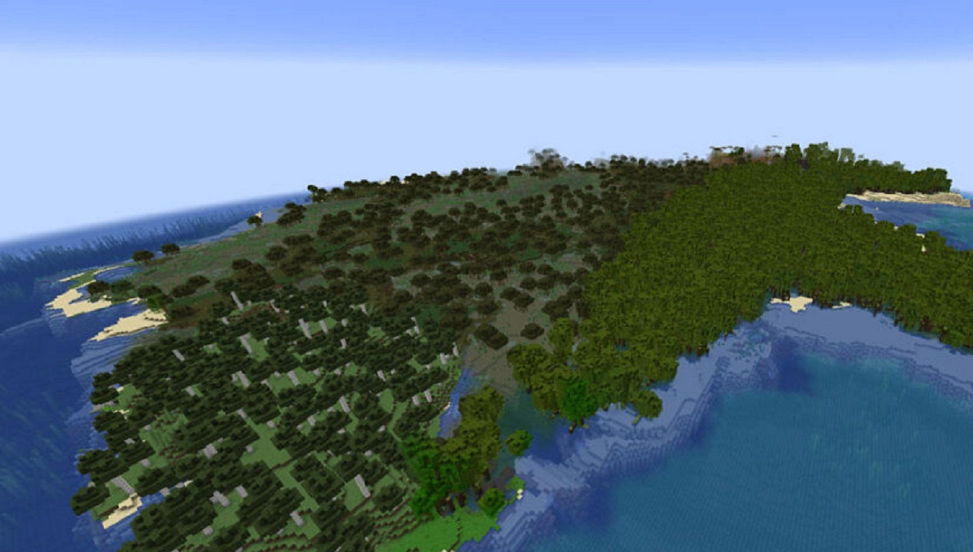 This seed&#039;s nearby island is perfect for swamp lovers (Image via Mojang)