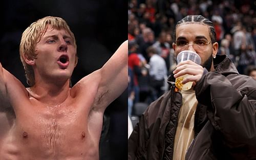 Paddy Pimblett (L) reacted to Drake's (R) bet on him and Molly McCann before his fight in London