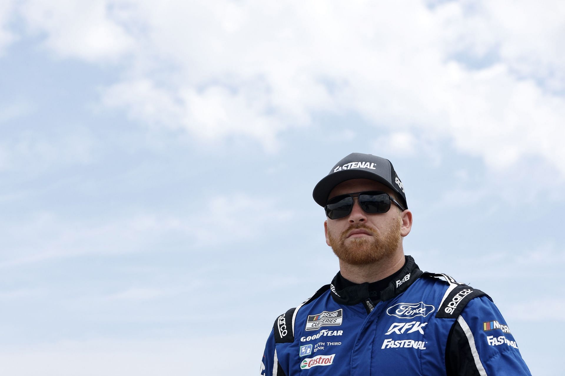 Chris Buescher walks the grid prior to the NASCAR Cup Series Kwik Trip 250 at Road America