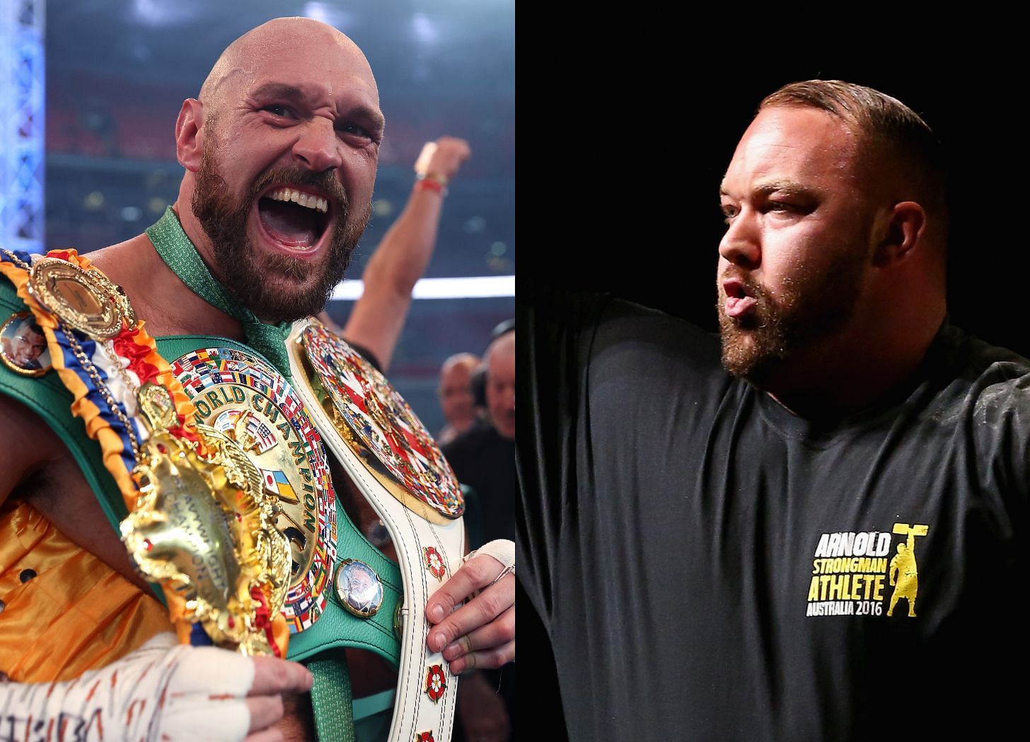 Tyson Fury (L), Hafthor Bjornsson (R)