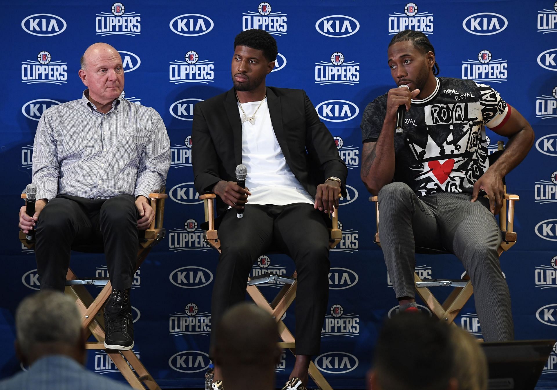 LA Clippers owner Steve Ballmer introduces Kawhi Leonard and Paul George in 2019