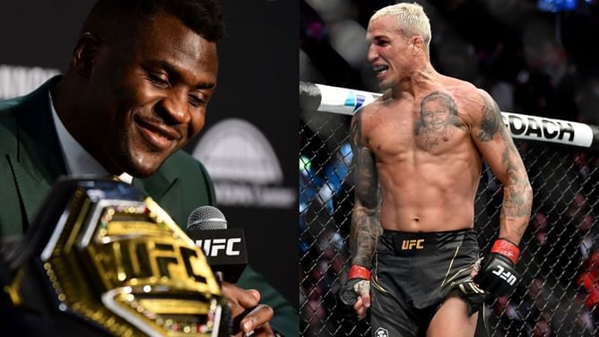 "Imagine me and your jiu-jitsu" - Francis Ngannou exclaims as he catches up with Charles Oliveira at UFC Performance Institute