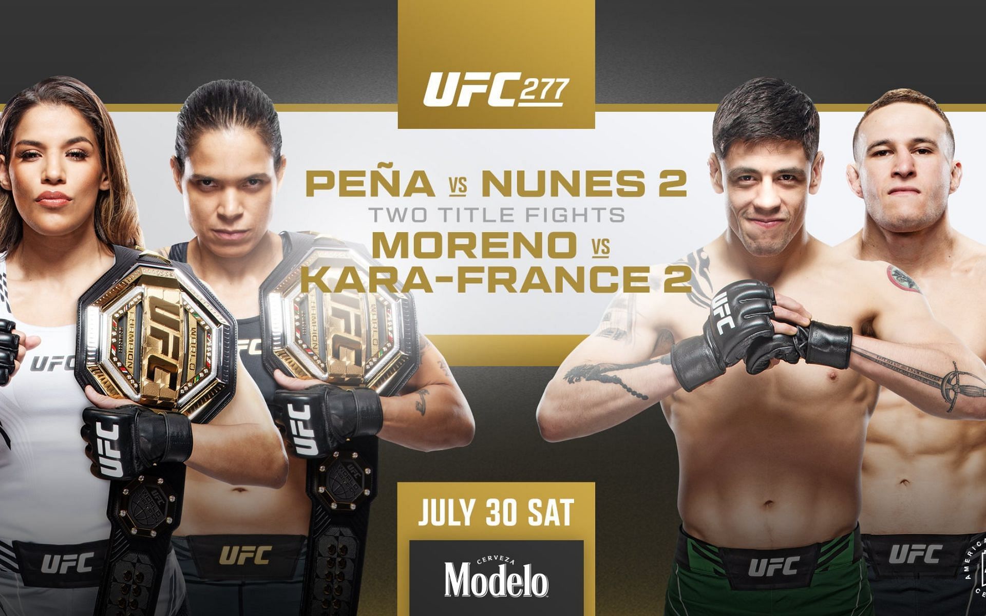 Whos fighting in the UFC 277 card tonight, July 30, 2022?